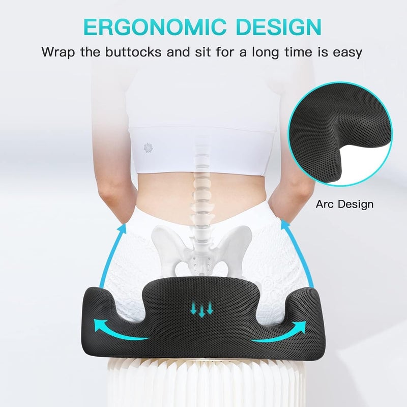 Benazcap X Large Memory Seat Cushion for Office Chair Pressure Relief Sciatica & Tailbone Pain Relief Memory Foam Firm Coccyx Pad for Long Sitting, for Office Chair, Gaming Chair and Car Seat Upgrade - Image 4